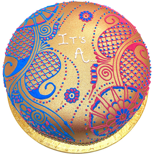 Gold - Blue and Pink - Sari Cakes 