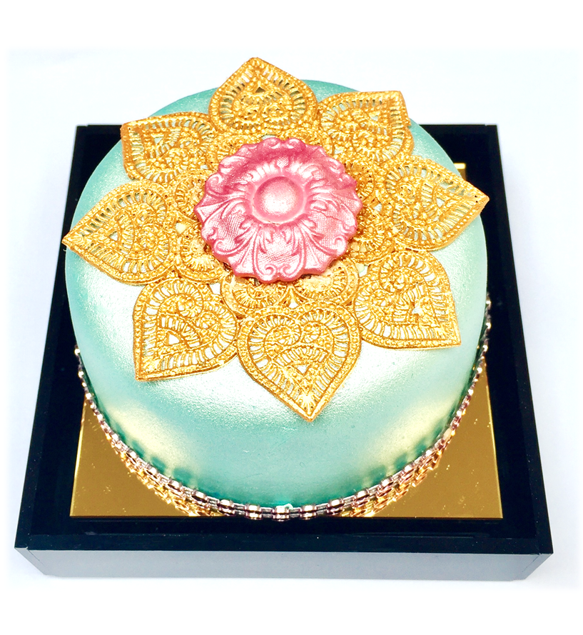 Blue Golden Lace - Sari Cakes 